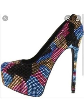 STEVE Madden dyvinal crystal rhinestone camo high heel platform Sz 7.5
